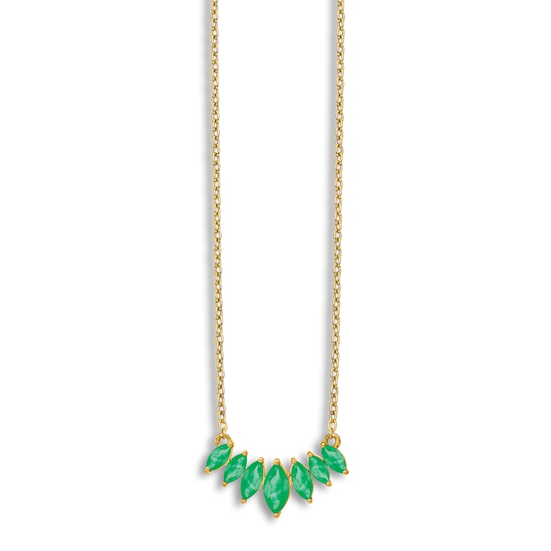 Main Image 2 of Natural Emerald Marquise Necklace 14K Yellow Gold 18&quot;