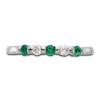 Thumbnail Image 3 of Natural Emerald Wedding Band 1/10 ct tw Round 14K White Gold