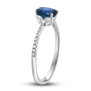 LALI Jewels Natural Blue Sapphire Engagement Ring 1/10 ct Diamonds 14K ...