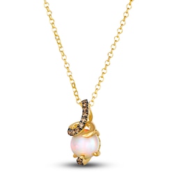 Le Vian Wrapped In Chocolate Diamond Natural Opal Necklace 1/8 ct tw Round 14K Honey Gold 19&quot;