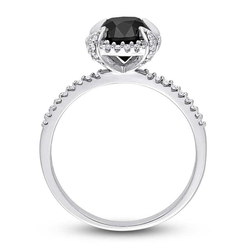 Black & White Diamond Engagement Ring 2 ct tw Round 14K White Gold