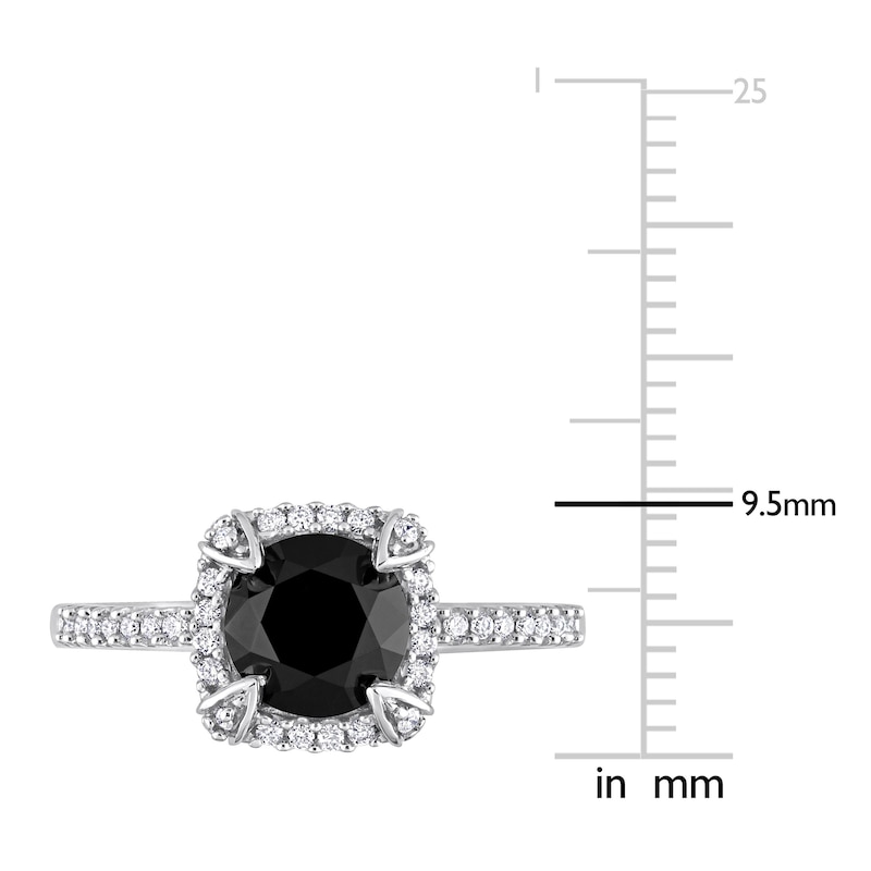 Black & White Diamond Engagement Ring 2 ct tw Round 14K White Gold