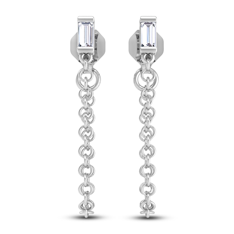 Main Image 1 of Diamond Drop Earrings 1/10 ct tw Baguette 14K White Gold