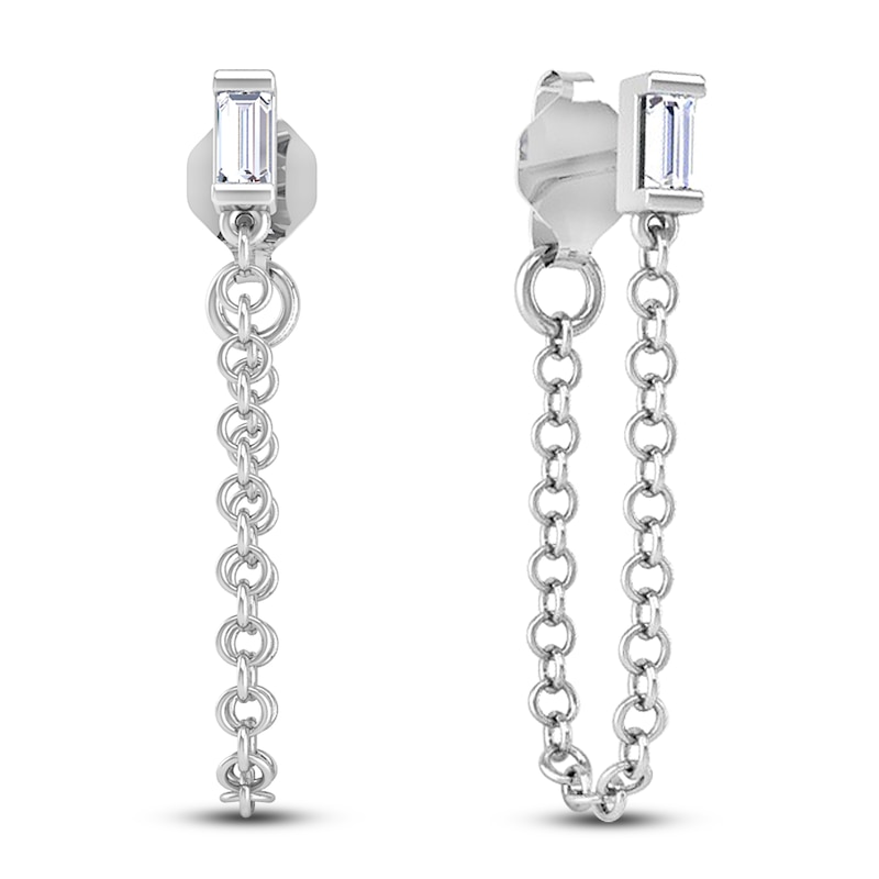 Main Image 2 of Diamond Drop Earrings 1/10 ct tw Baguette 14K White Gold