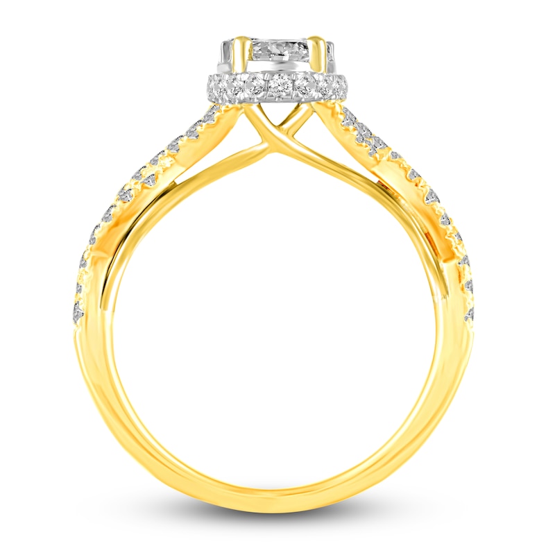 Diamond Oval Halo Engagement Ring 1 ct tw Round 14K Yellow Gold | Jared