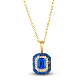 Le Vian Natural Tanzanite & Natural Sapphire Pendant Necklace 1/3 ct tw Diamonds 14K Honey Gold 19&quot;