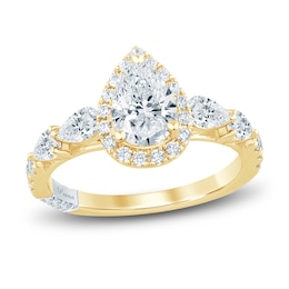 Pnina Tornai Lab-Created Diamond Engagement Ring 2 ct tw Pear/Round 14K Yellow Gold