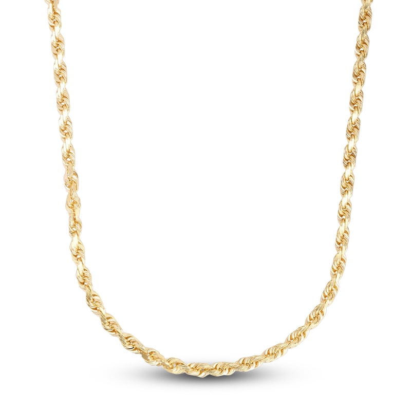 Main Image 1 of Men's Solid Diamond-Cut Rope Chain Necklace 14K Yellow Gold 22&quot; 5.4mm