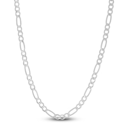 Men's Solid Figaro Chain Necklace 14K White Gold 22&quot; 4.6mm