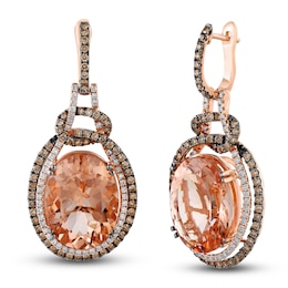 Le Vian Natural Morganite Drop Earrings 1-5/8 ct tw Diamonds 18K Strawberry Gold