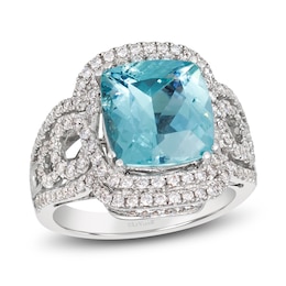 Le Vian Natural Blue Tourmaline Ring 1 ct tw Diamonds 18K Vanilla Gold