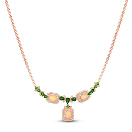 Le Vian Natural Opal & Chrome Diopside Necklace 7/8 ct tw Diamonds 14K Strawberry Gold 18&quot;