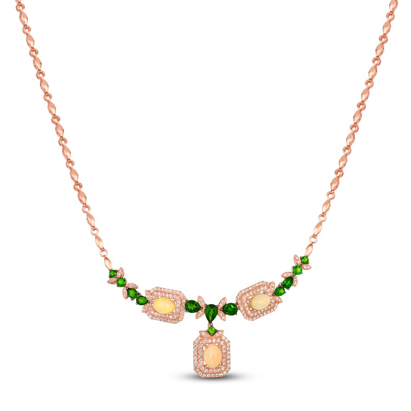 Main Image 1 of Le Vian Natural Opal & Chrome Diopside Necklace 7/8 ct tw Diamonds 14K Strawberry Gold 18&quot;