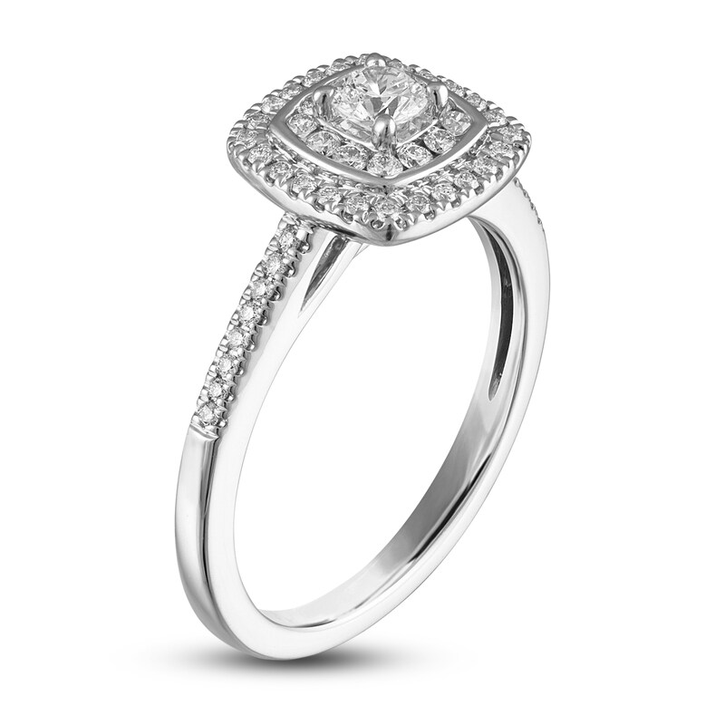 Main Image 2 of Diamond Halo Engagement Ring 1/2 ct tw 14K White Gold