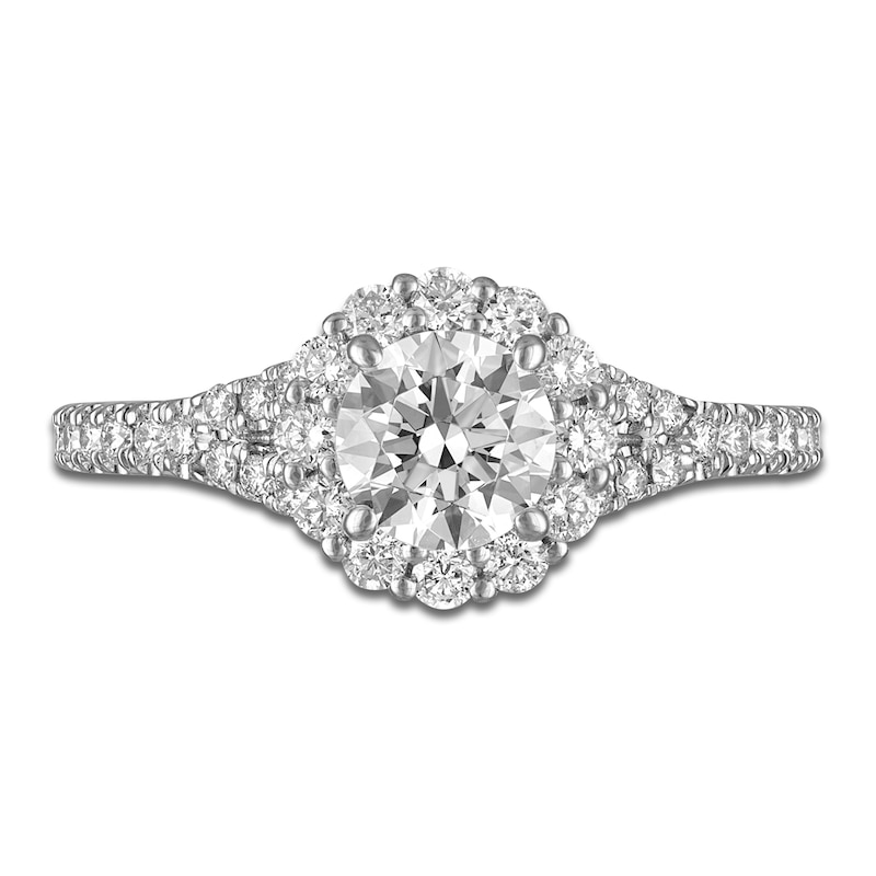 Main Image 3 of Diamond Halo Engagement Ring 1-1/6 ct tw 14K White Gold