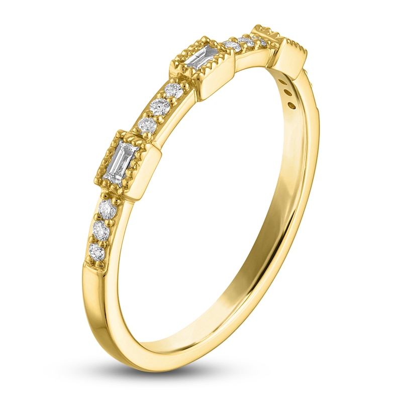 Round & Baguette-Cut Diamond Stackable Anniversary Band 1/8 ct tw 14K Gold