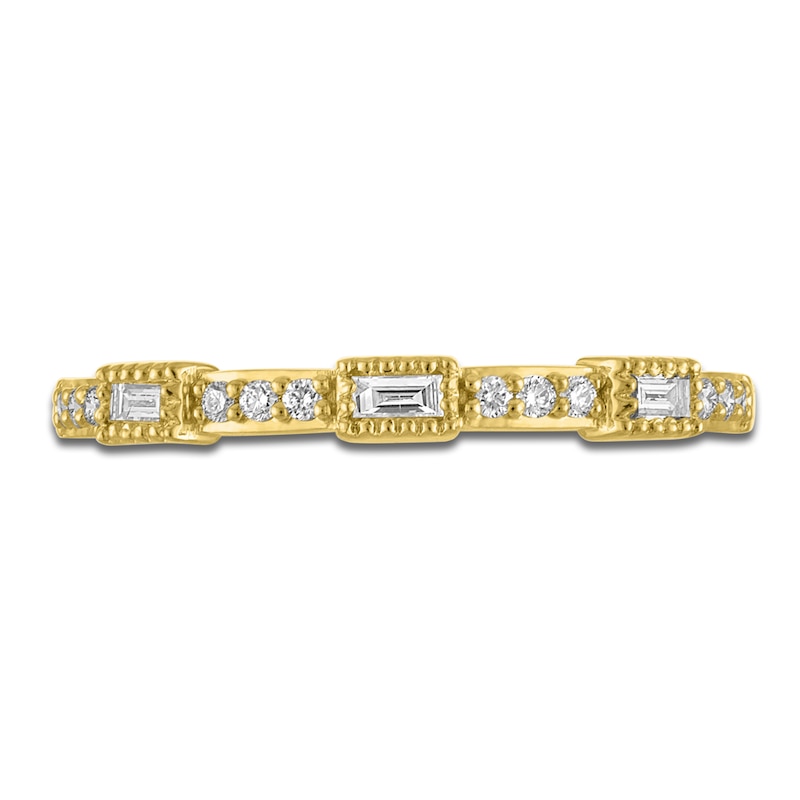 Round & Baguette-Cut Diamond Stackable Anniversary Band 1/8 ct tw 14K Gold