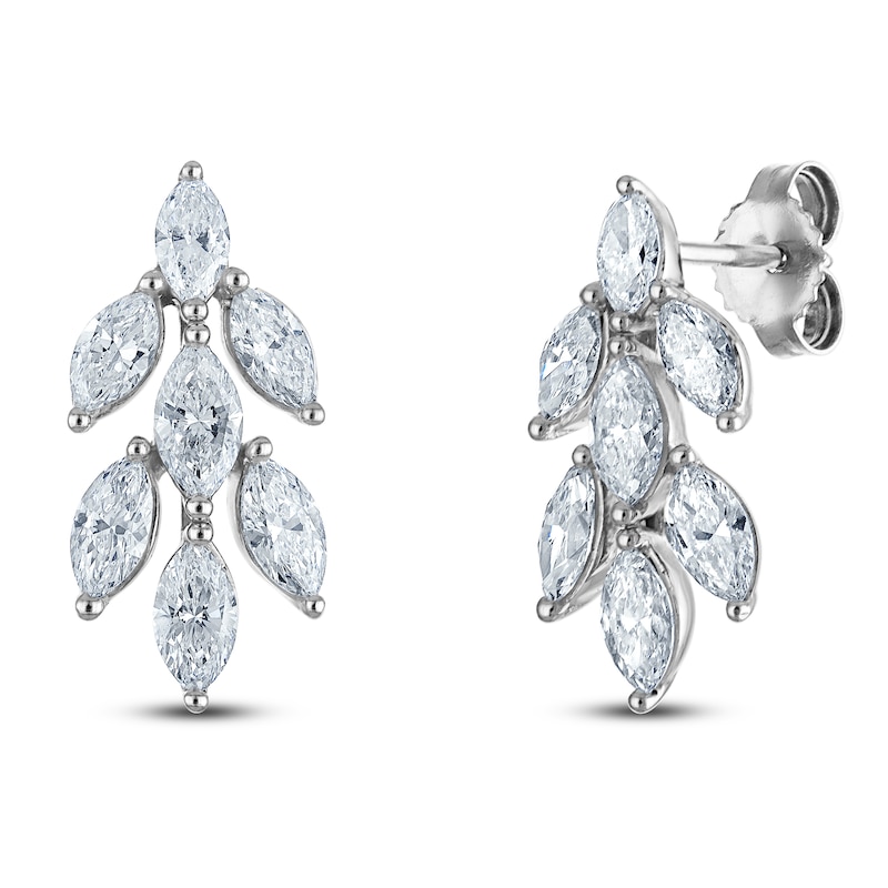 Main Image 2 of Marquise-Cut Diamond Drop Earrings 1-1/2 ct tw 14K White Gold