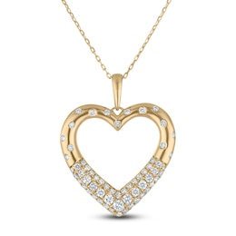 Diamond Heart Pendant Necklace 1/2 ct tw 10K Yellow Gold