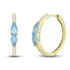 Thumbnail Image 1 of Natural Blue Topaz & Diamond Hoop Earrings 1/10 ct tw 10K Yellow Gold