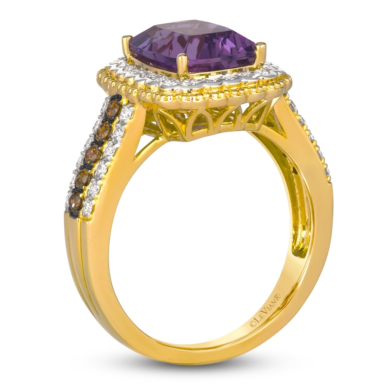 Le Vian Natural Amethyst & Diamond Ring 1/2 ct tw 14K Honey Gold