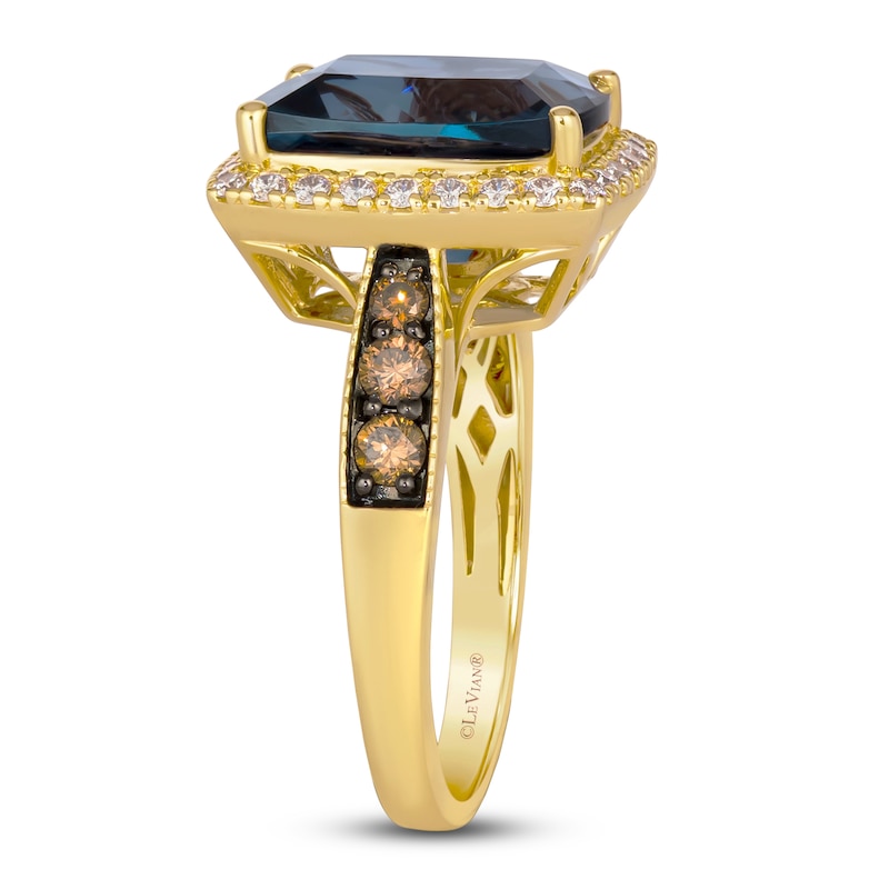 Main Image 3 of Le Vian Natural Blue Topaz  & Diamond Ring 5/8 ct tw 14K Honey Gold