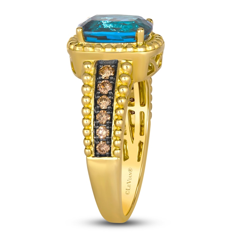 Le Vian Dolce D'Oro Natural Blue Topaz & Diamond Ring 1/4 ct tw 14K ...