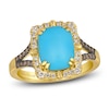 Thumbnail Image 0 of Le Vian Cushion Natural Turquoise & Diamond Ring 1/3 ct tw 14K Honey Gold