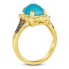 Thumbnail Image 1 of Le Vian Cushion Natural Turquoise & Diamond Ring 1/3 ct tw 14K Honey Gold