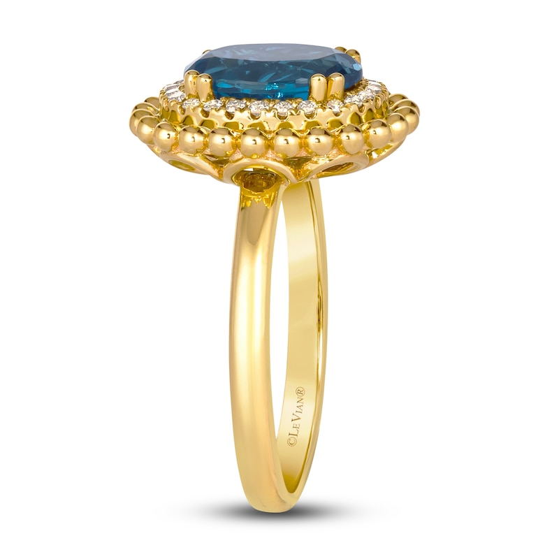 Le Vian Dolce D'Oro Natural Blue Topaz & Diamond Ring 1/6 ct tw 14K Honey Gold