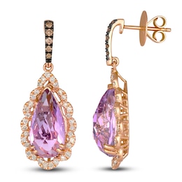 Le Vian Natural Amethyst & Diamond Earrings 5/8 ct tw 14K Strawberry Gold