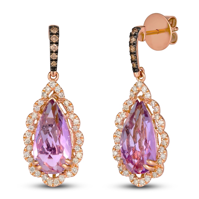 Le Vian Natural Amethyst & Diamond Earrings 5/8 ct tw 14K Strawberry Gold