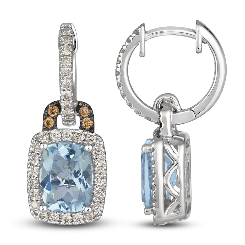 Main Image 1 of Le Vian Natural Aquamarine & Diamond Earrings 1/2 ct tw 14K Vanilla Gold