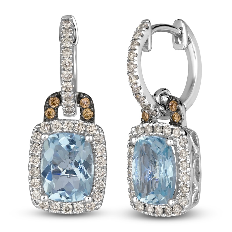 Main Image 2 of Le Vian Natural Aquamarine & Diamond Earrings 1/2 ct tw 14K Vanilla Gold