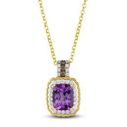 Le Vian Natural Amethyst & Diamond Pendant Necklace 1/3 ct tw 14K Honey Gold