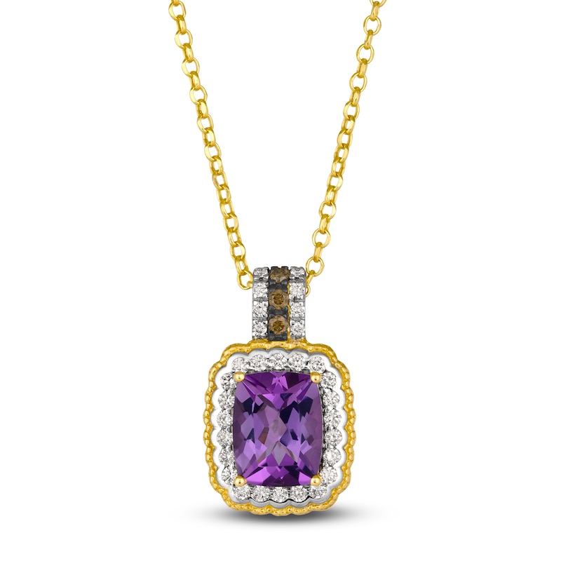 Le Vian Natural Amethyst & Diamond Pendant Necklace 1/3 ct tw 14K Honey Gold