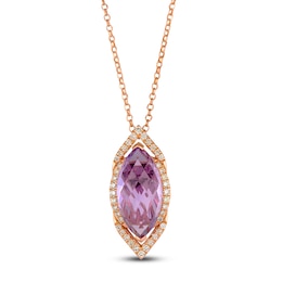 Le Vian Natural Amethyst & Diamond Pendant Necklace 3/8 ct tw 14K Strawberry Gold