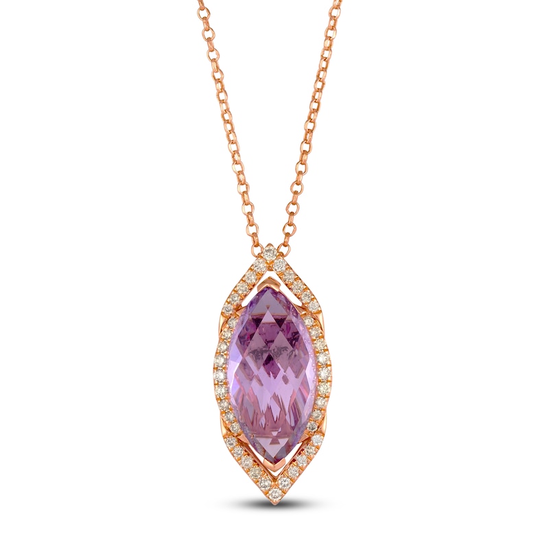 Main Image 1 of Le Vian Natural Amethyst & Diamond Pendant Necklace 3/8 ct tw 14K Strawberry Gold