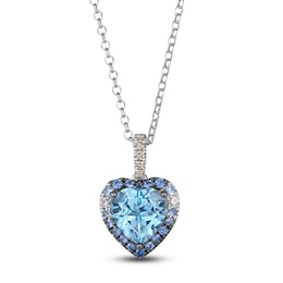 Le Vian Natural Heart-Cut Topaz & Sapphire Pendant Necklace 1/20 ct tw Diamonds 14K Vanilla Gold