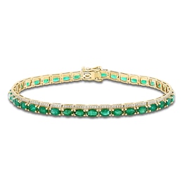 LALI Jewels Oval-Cut Natural Emerald & Diamond Tennis Bracelet 5/8 ct tw 14K Yellow Gold