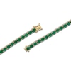 Thumbnail Image 2 of LALI Jewels Oval-Cut Natural Emerald & Diamond Tennis Bracelet 5/8 ct tw 14K Yellow Gold