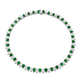 Jared Atelier X Shy Pear-Shaped Natural Emerald & Diamond Necklace 18-1/3 ct tw Platinum 16&quot;