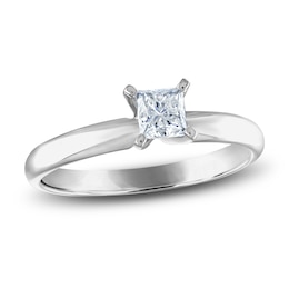 Certified Princess Diamond Solitaire Engagement Ring 1/2 ct tw 14K White Gold (I/I1)