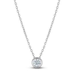 Certified Diamond Solitaire Necklace 1/4 ct tw 14K White Gold (I/I1) 18&quot;