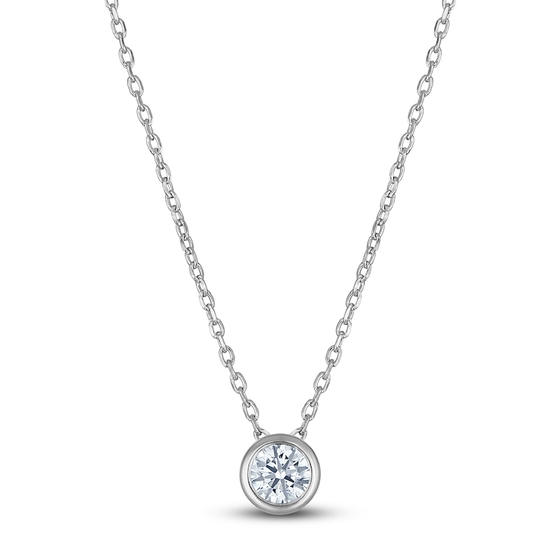 Main Image 1 of Certified Diamond Solitaire Necklace 1/4 ct tw 14K White Gold (I/I1) 18&quot;