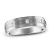 Thumbnail Image 1 of Men's Certified Square-Cut Diamond Wedding Band 1/8 ct tw 14K White Gold