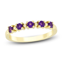 Natural Amethyst Stackable Ring 10K Yellow Gold