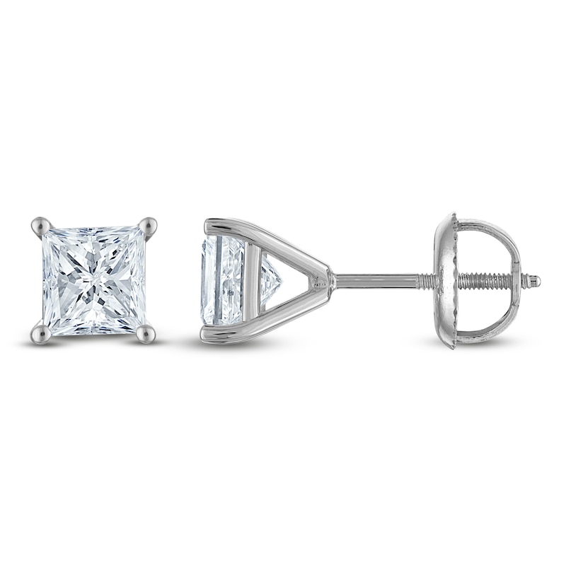 Certified Princess-Cut Diamond Solitaire Stud Earrings -3/ ct tw 18K White Gold (SI2/I