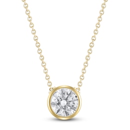 Round-Cut Lab-Created Diamond Bezel-Set Solitaire Necklace 1 ct tw 18K Yellow Gold 18&quot; (F/VS2)
