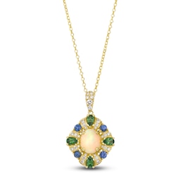 Le Vian Natural Opal, Tsavorite Garnet & Blue Sapphire Necklace 3/8 ct tw Diamonds 14K Honey Gold 19&quot;